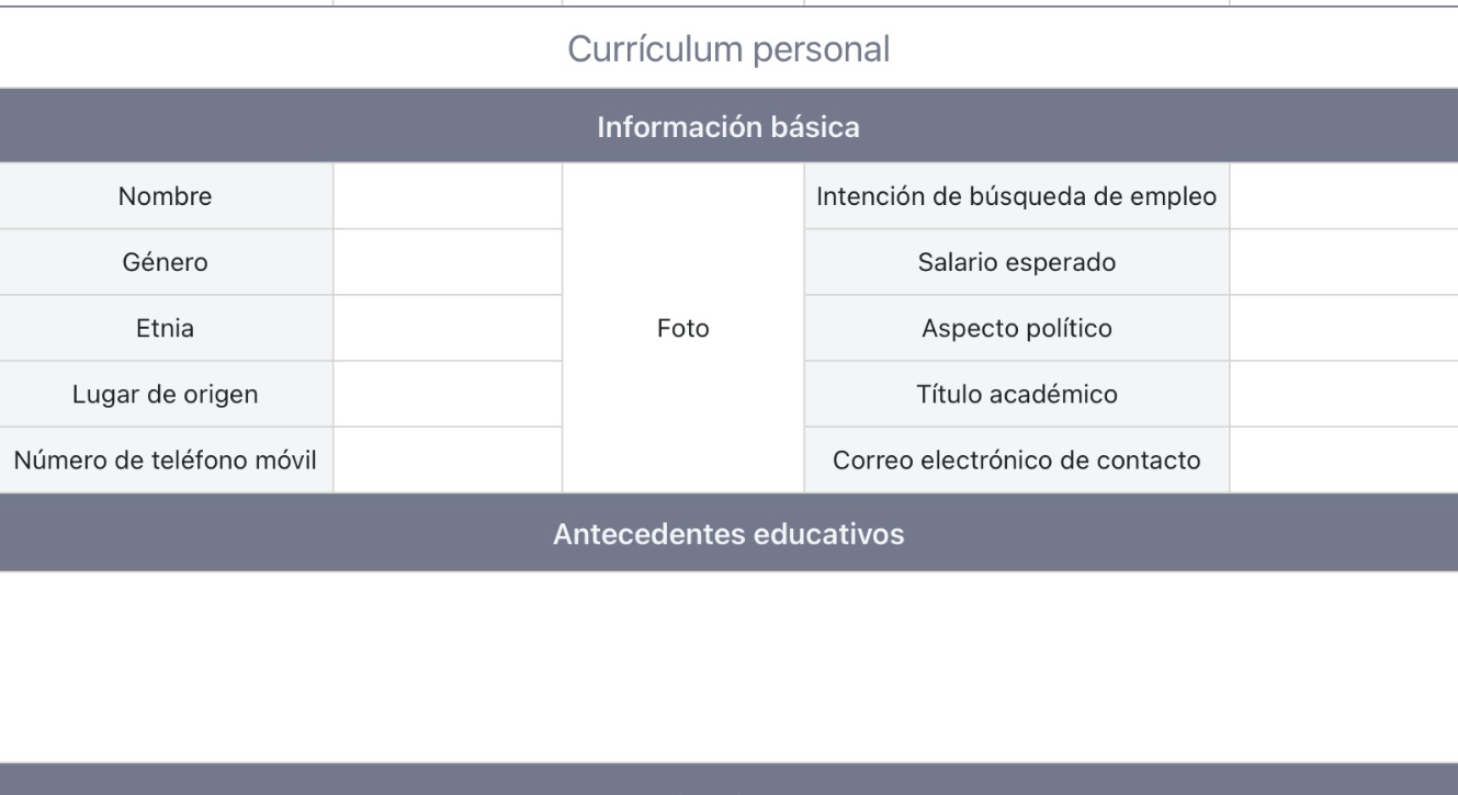 Currículum personal de búsqueda de empleo 2
